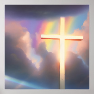 Poster Cross & Rainbow Sky
