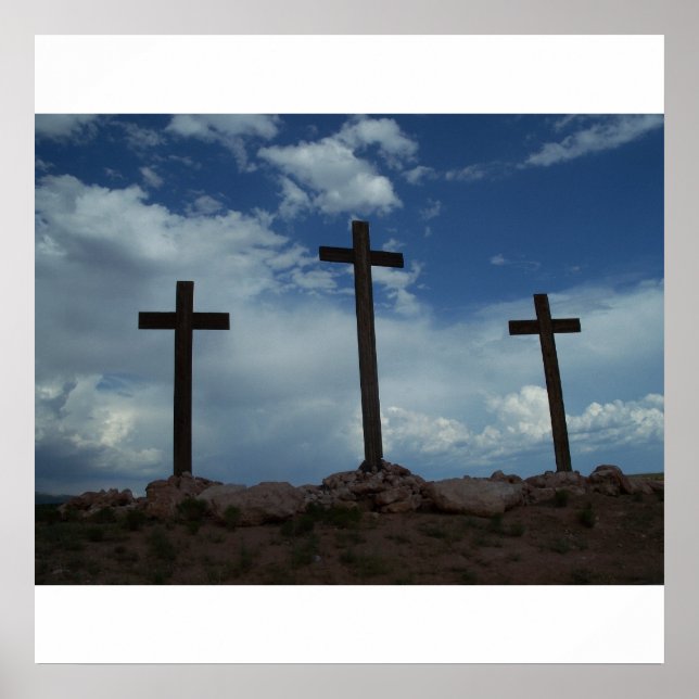 Poster Crosses at Calvary Crucifixion Jesus Christ Art (Frente)