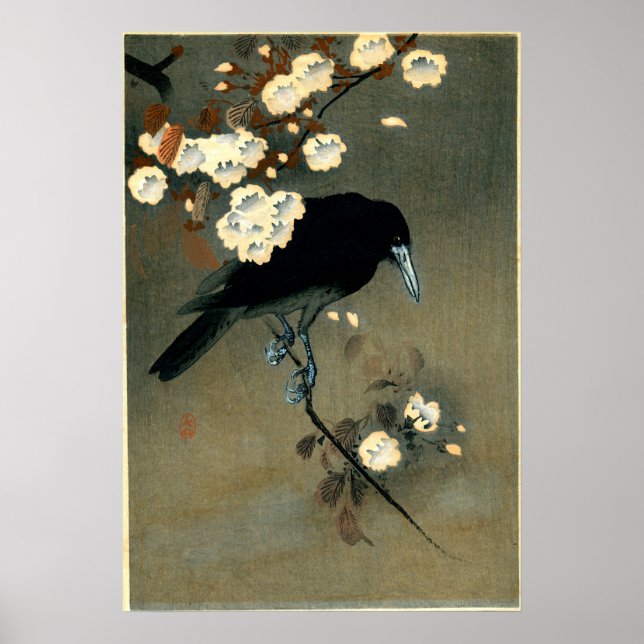 Poster Crow & Blossom por Ohara Koson (1910) (Frente)