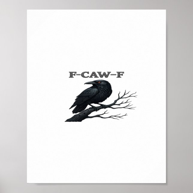 Poster Crow F-Caw-F Funny Gothic Moon Bird Novelty Adult  (Frente)