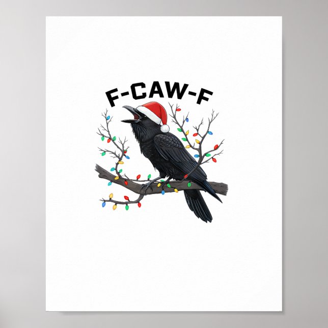 Poster Crow F-Caw-F Funny Retro Christmas Lights Santa Ha (Frente)