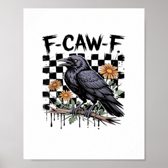 Poster Crow Flowral, F-Caw-F Funny Bird FCAWF Moon Gothic (Frente)