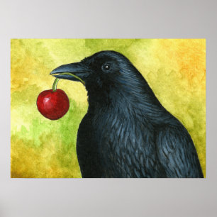 Poster Crow Raven Bird 55, com cereja
