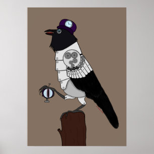 Poster Crow Steampunk