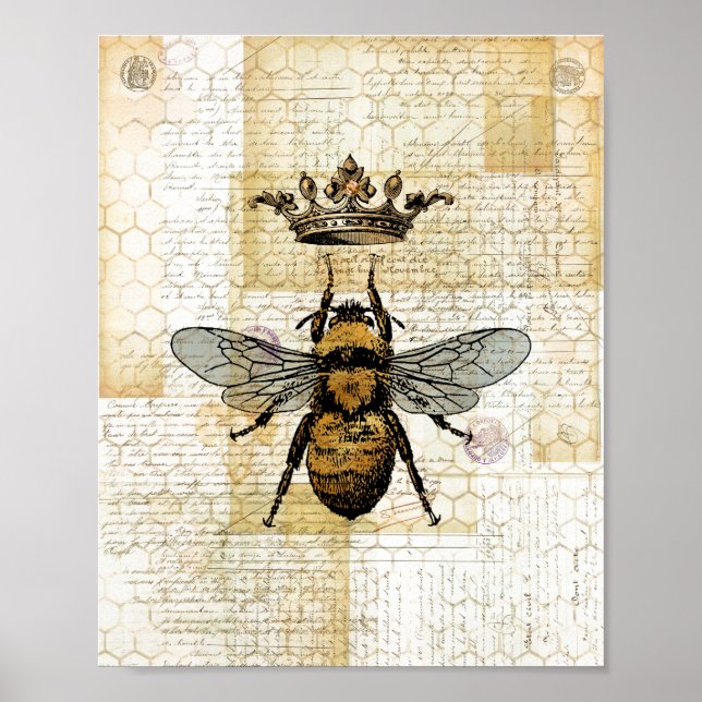 Poster Crowned Bee Collage (Frente)