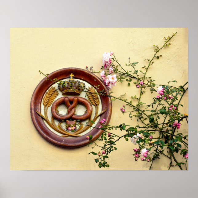 Pôster Crowned Pretzel Sign and Roses (Frente)