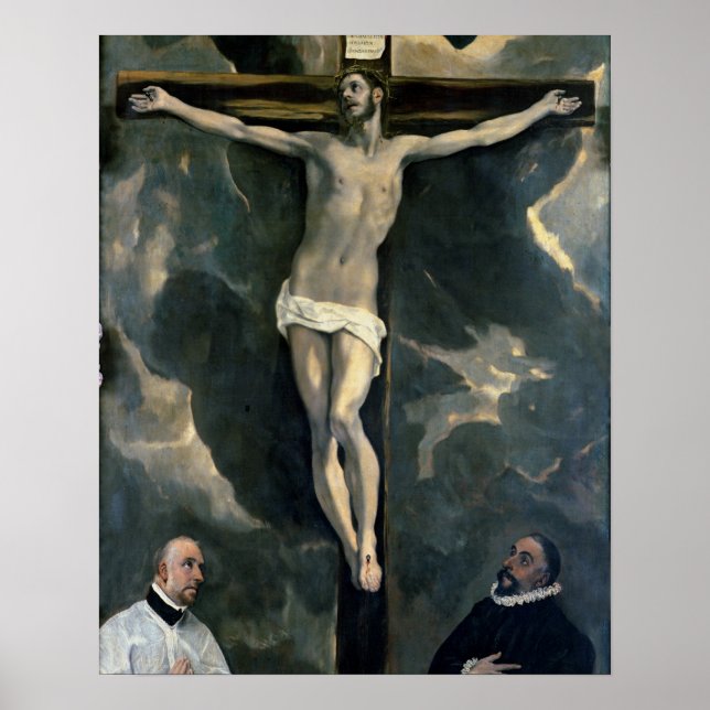 Pôster Crucificação com dois doadores, c.1580 (óleo em ca (Frente)