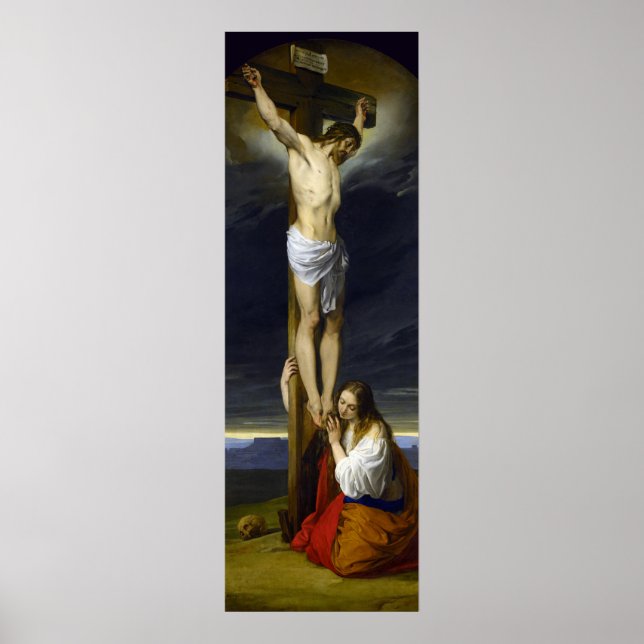 Poster Crucificação com Mary Magdalene Kneeling por Hayez (Frente)
