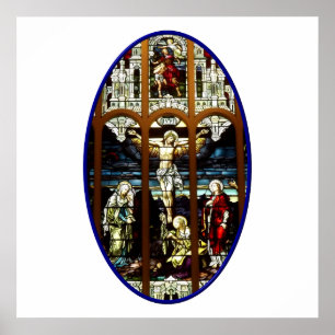 Poster Crucificação da janela de vitral de Jesus