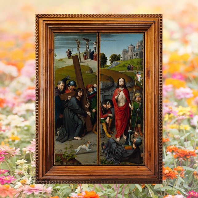 Poster Crucificação Ressurreição do Lente Páscoa Jesus Cr (Religious Christian Catholic Crucifixion Lent Resurrection Jesus Christ is risen Easter Poster)