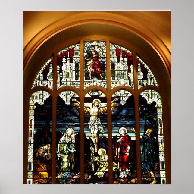 Pôster Crucifixion of Jesus Stained Glass Window (Frente)
