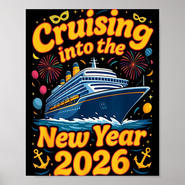 Poster Cruise Into The New Year 2026 Crew Squad Family Ma (Frente)