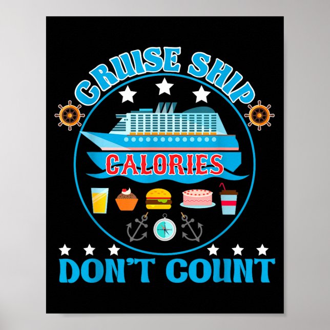 Poster Cruise Ship Calories Don't Count Cruising Foodie  (Frente)