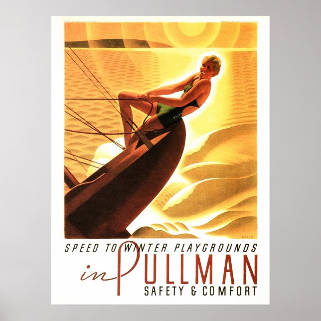 Poster Cruise SPEED TO WINTER PLAYGROUND Vintage Travel (Frente)