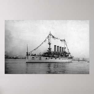 Poster Cruiser Washington anchored in Seattle Harbor