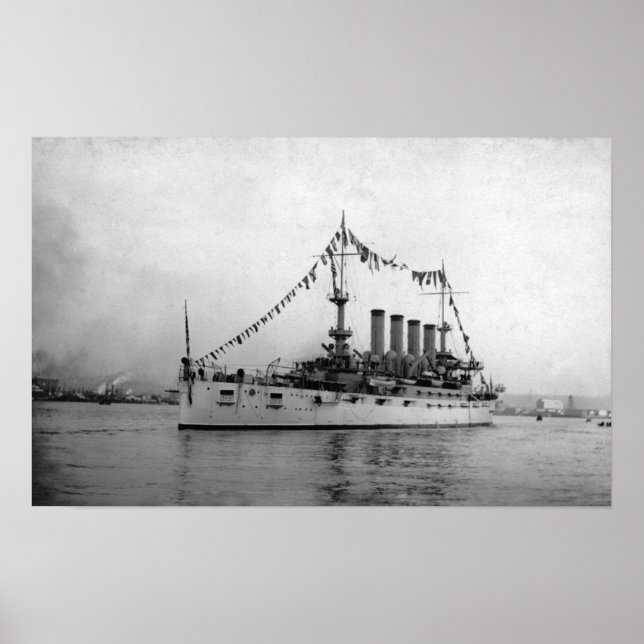 Poster Cruiser Washington anchored in Seattle Harbor (Frente)