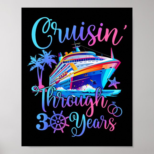 Poster Cruisin Through 30 Years 30th Wedding Anniversary  (Frente)