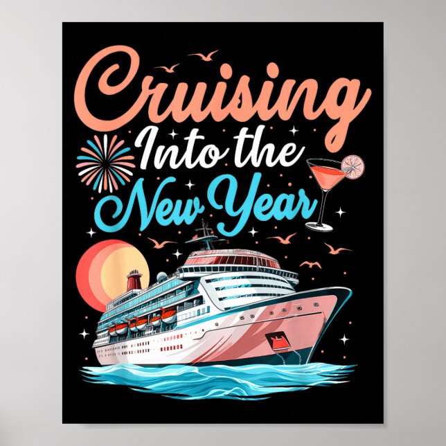 Poster Cruising Into New Years Eve Party Countdown Happy  (Frente)