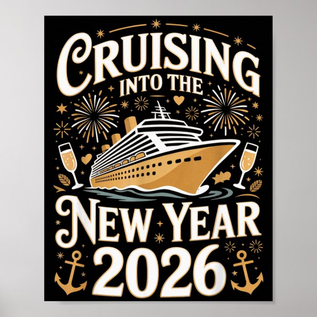 Poster Cruising Into The New Year 2026 Cruise Design  (Frente)