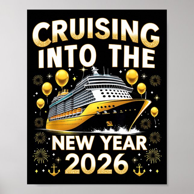 Poster Cruising Into The New Year 2026 Cruise Party Gift  (Frente)