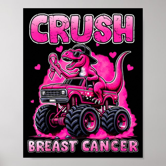 Poster Crush Breast Cancer Awareness T Rex Monster Truck  (Frente)