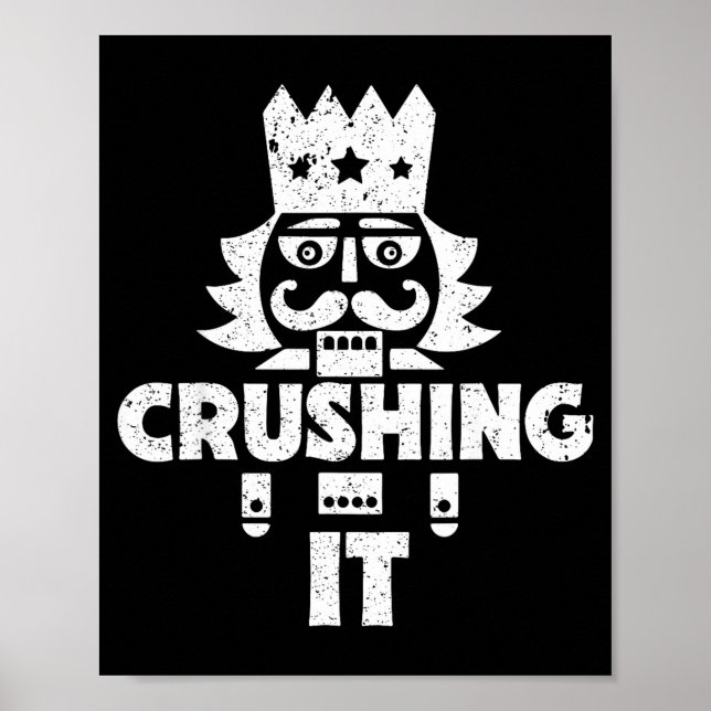 Poster Crushing It Nutcracker Funny Retro Christmas Festi (Frente)