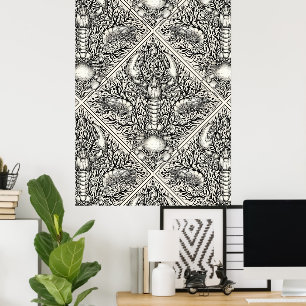 Poster Crustáceos a preto e branco natural