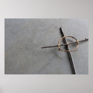 Poster Cruz celta russa de palitos e vinhas