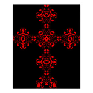 Pôster Cruz com ornamento vermelho