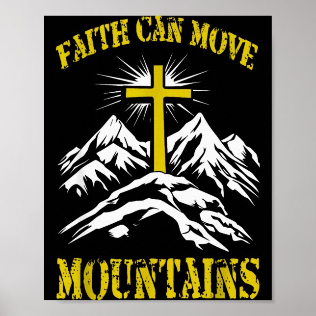 Poster Cruz Cristã Fé Pode Mover Montanhas  (Frente)