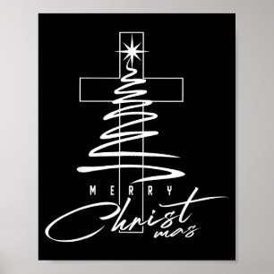 Poster Cruz Cristã Jesus Feliz Natal Árvore de Natal Ho