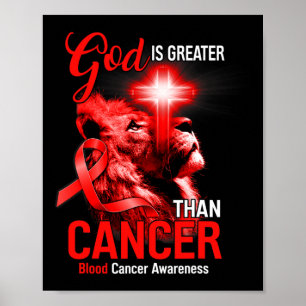 Poster Cruz Cristã Leão Deus É Maior Que o Câncer Re