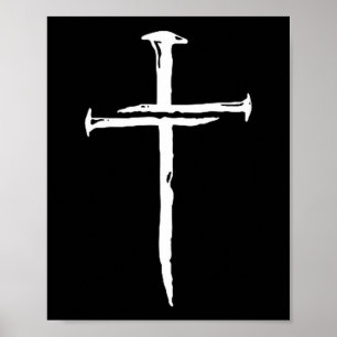 Poster Cruz Cristã Minimalista Três Pregos Religiosa J