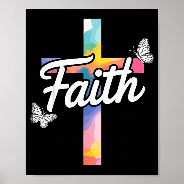 Poster Cruz de Aith com Borboletas Cristã (Frente)