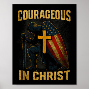 Poster Cruz de Cavaleiro Corajoso em Cristo Bandeira Patr