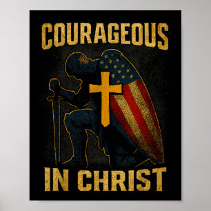 Poster Cruz de Cavaleiro Corajoso em Cristo Patriótico Ba