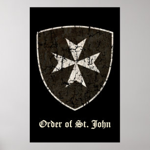Poster Cruz de Hospitaller dos cavaleiros, afligida