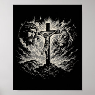 Poster Cruz de Jesus Estilo Vintage 90s Leão de Judá Cris