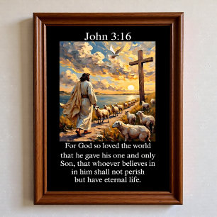 Poster Cruz do Bom Pastor Espírito Santo Pombo João 3:16 