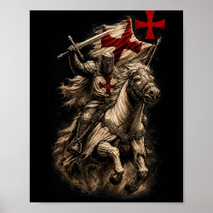 Poster Cruz dos Cavaleiros Templários Arte Medieval a Cav