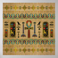 Cruz Egípcia - Ornament Ankh sobre papiro