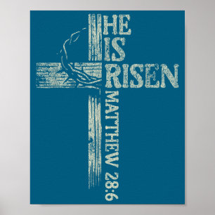 Poster Cruz Estilo Vintage Retro Ele Ressuscitou Jesus Cr
