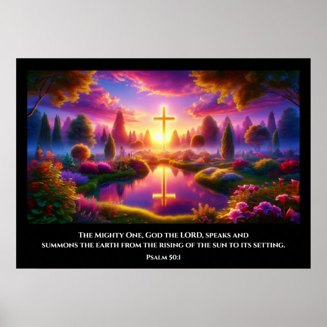 Poster Cruz ouro em um Jardim Tropical Celestial (Frente)