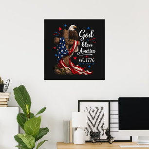 Poster Cruz Patriótica Deus Abençoe a América