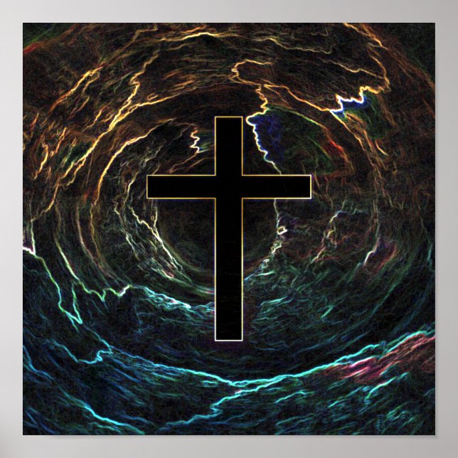 POSTER CRUZ PRETA COM ALÍVIOS BRILHANTES (Frente)