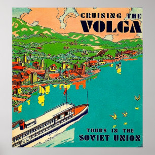 Poster Cruzamento do rio Volga, turnês da União Soviética