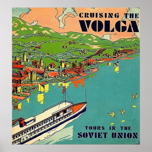Poster Cruzamento do rio Volga, turnês da União Soviética (Frente)
