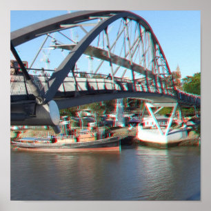 Pôster Cruzamento pedestre do rio de Brisbane no Anaglyph