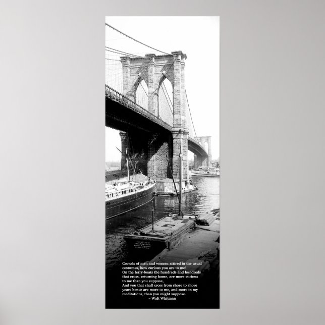 Poster Cruzando Brooklyn Ferry Nova Iorque Walt Whitman (Frente)
