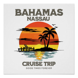 Pôster Cruzeiro ao pôr do sol no porto das Bahamas